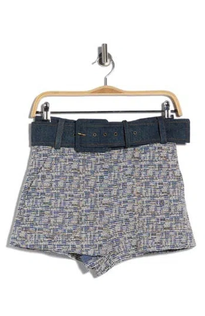 Ramy Brook Kasey Denim & Tweed Minishorts In Blue