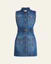Ramy Brook Katalina Sleeveless Denim Mini Dress In Medium Wash
