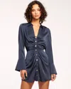 Ramy Brook Katelyn Long Sleeve Ruched Mini Dress In Navy
