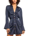 Ramy Brook Katelyn Long Sleeve Ruched Mini Dress In Navy