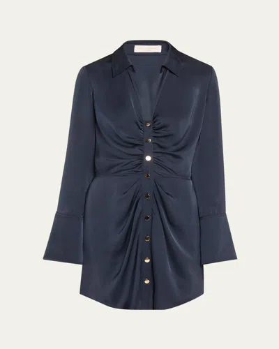 RAMY BROOK KATELYN SATIN MINI SHIRTDRESS