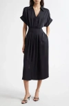 Ramy Brook Kayleigh Pleated Johnny Collar Dress In Black