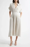 Ramy Brook Kayleigh Pleated Johnny Collar Dress In Sandstone