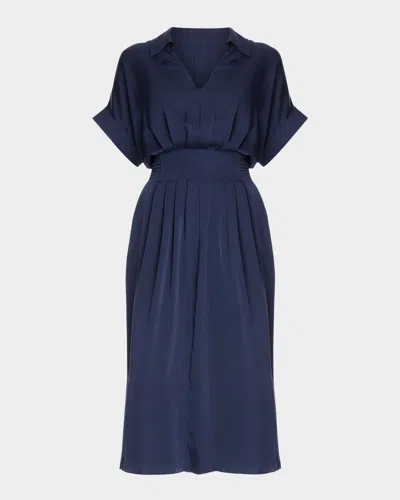 Ramy Brook Kayleigh Satin Midi Dress In Spring Navy