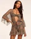 Ramy Brook Keira Tie Front Coverup Mini Dress In Brown