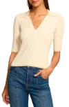 Ramy Brook Kelly Rib Polo Sweater In Ivory