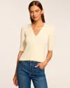 Ramy Brook Kelly Ribbed Short Sleeve Sweater In White