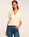 Ramy Brook Kelly Ribbed Short Sleeve Sweater In Ivory