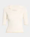 Ramy Brook Kelly Ribbed Short-sleeve Sweater In Ivory