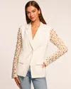 Ramy Brook Kelsey Cutout Sleeve Linen Blend Blazer In White Floral