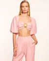 Ramy Brook Kelsey Linen Crop Top In Pink Tulip