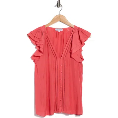 Ramy Brook Kendall Short Sleeve Button-up Shirt In Pink