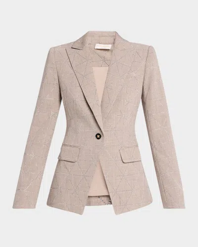 Ramy Brook Kensington Embellished Single-breasted Blazer In Natural Rhinestone