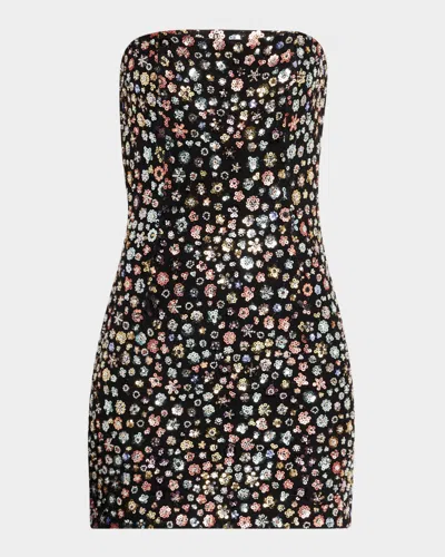 Ramy Brook Khai Strapless Sequined Mini Dress In Black Flower