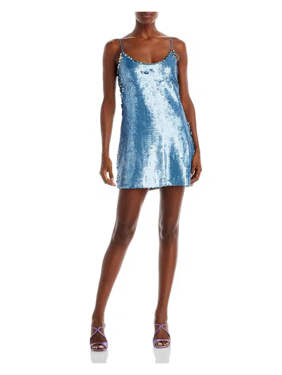 Ramy Brook Kiana Womens Pailettes Mini Cocktail And Party Dress In Blue