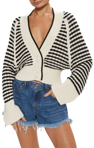 Ramy Brook Kiera Cardigan In Black/ivory In Multi