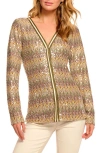 Ramy Brook Kiki Sequined Chevron Cardigan In Multi