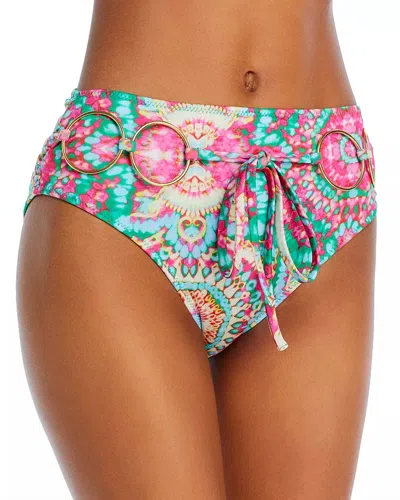 Ramy Brook Kimber Bikini Bottoms In Green/ Pink In Multi