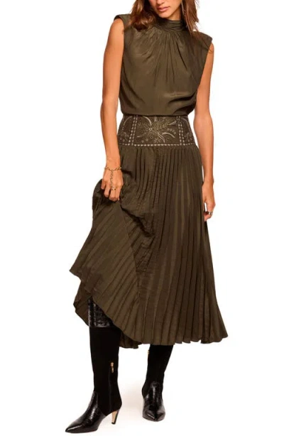 Ramy Brook Kimberly Pleated Sleeveless Maxi Dress In Green