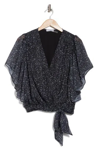 Ramy Brook Kitty Flutter Sleeve Crop Top In Black