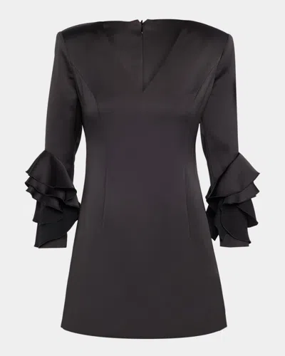 RAMY BROOK KLARA RUFFLE-CUFF MINI SHEATH DRESS