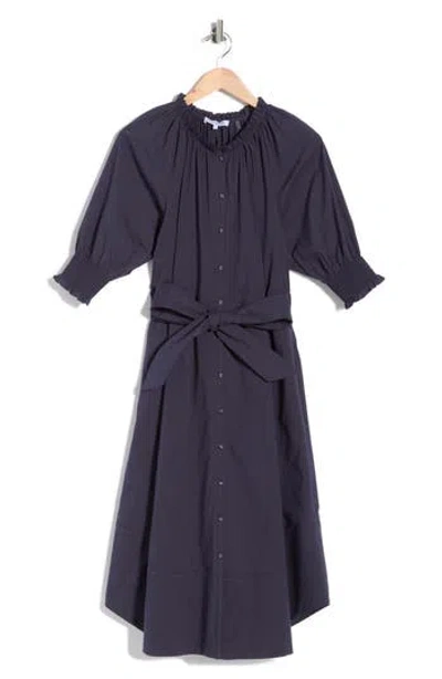 Ramy Brook Kleo Puff Sleeve Cotton Shirtdress In Blue