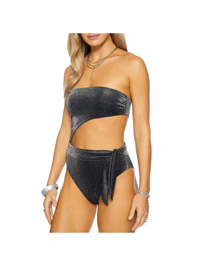 Ramy Brook Knit Gigi 1pc Womens Metallic Nylon One-piece Swimsuit In Black