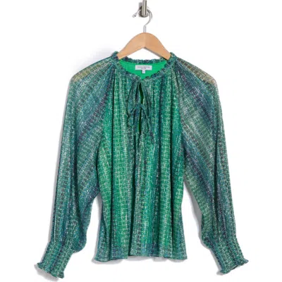 Ramy Brook Kourtney Long Sleeve Top In Meadow Green Waikiki