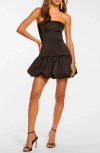 Ramy Brook Kris Strapless Bubble Hem Minidress In Black
