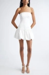 Ramy Brook Kris Strapless Bubble Hem Minidress In White