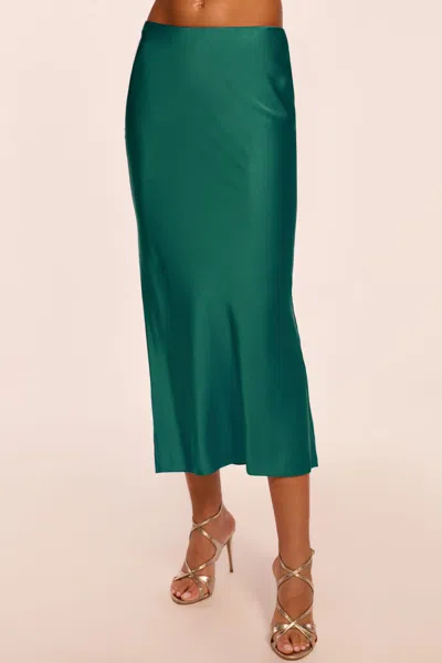Ramy Brook Krisia Silk Slip Midi Skirt Emerald Green In Deep Emerald