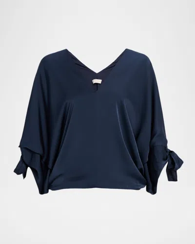 Ramy Brook Krista V-neck Blouse In Blue