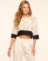 Ramy Brook Kristina Colorblock Crochet Top In Ivory Colorblock