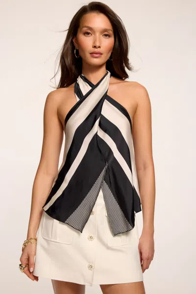 Ramy Brook Kylie Printed High Neck Top In Black
