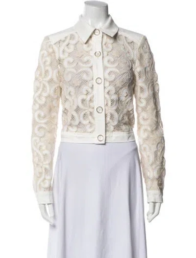Pre-owned Ramy Brook Lace Pattern Jacket In Neutrals