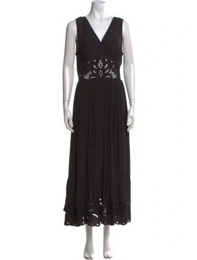 Pre-owned Ramy Brook Lace Pattern Long Dress In Black