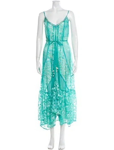Pre-owned Ramy Brook Lace Pattern Long Dress In Green