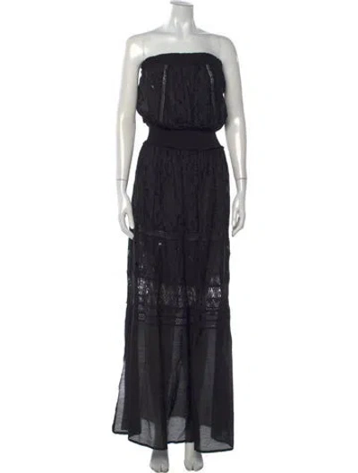 Pre-owned Ramy Brook Lace Pattern Long Dress W/ Tags In Black