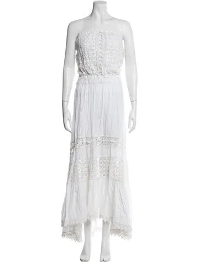 Pre-owned Ramy Brook Lace Pattern Long Dress In White