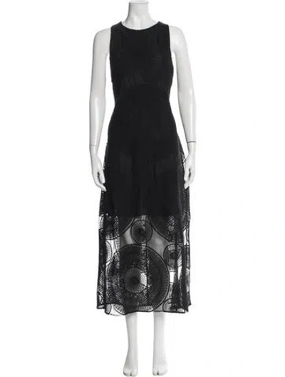 Pre-owned Ramy Brook Lace Pattern Midi Length Dress In Black
