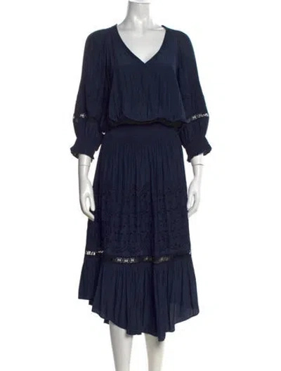Pre-owned Ramy Brook Lace Pattern Midi Length Dress In Blue