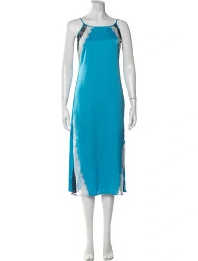 Pre-owned Ramy Brook Lace Pattern Midi Length Dress In Blue