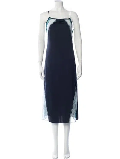 Pre-owned Ramy Brook Lace Pattern Midi Length Dress In Blue