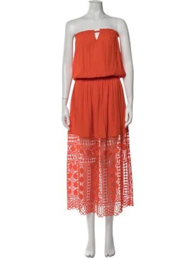 Pre-owned Ramy Brook Lace Pattern Midi Length Dress In Orange