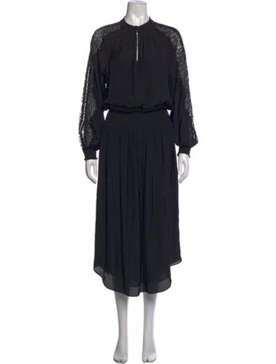 Pre-owned Ramy Brook Lace Pattern Midi Length Dress W/ Tags In Black