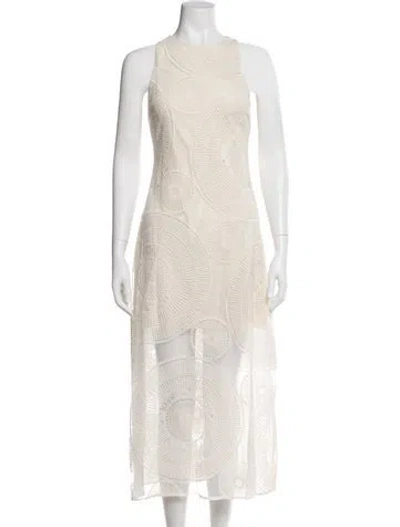 Pre-owned Ramy Brook Lace Pattern Midi Length Dress W/ Tags In Neutral
