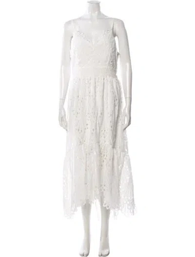 Pre-owned Ramy Brook Lace Pattern Midi Length Dress In White