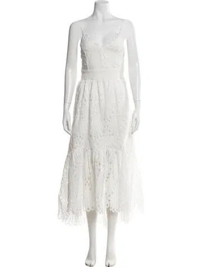 Pre-owned Ramy Brook Lace Pattern Midi Length Dress In White