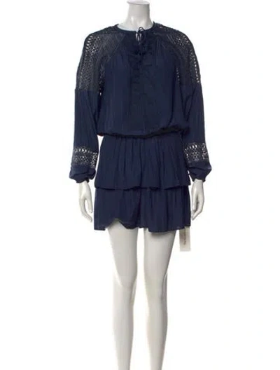 Pre-owned Ramy Brook Lace Pattern Mini Dress In Blue