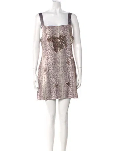 Pre-owned Ramy Brook Lace Pattern Mini Dress In Neutral